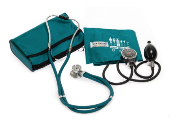 McKesson Aneroid Sphygmomanometer Combo Kit With Cuff And Stethoscope, Teal Green